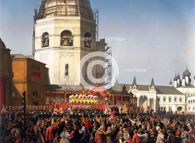 Procession after the coronation of Tsar Alexander II of Russia, Moscow, 1856.  Artist: Jean Sorieul