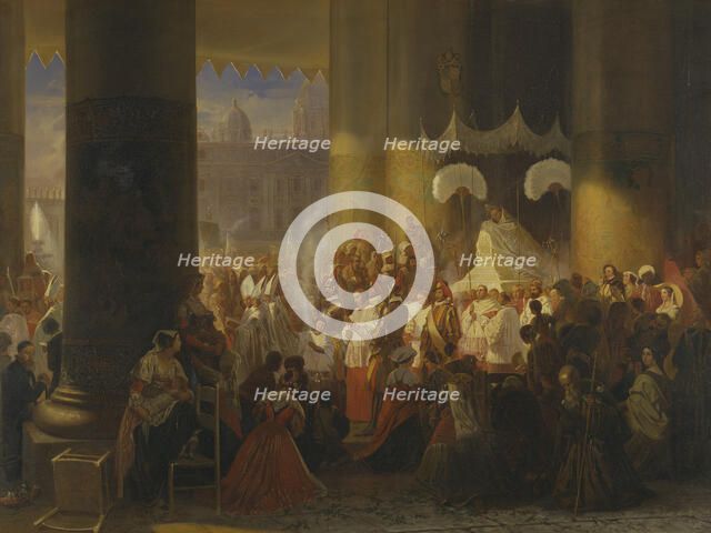 Procession at the Feast of Corpus Christi in Rome, 1847. Creator: Egron Sellif Lundgren.