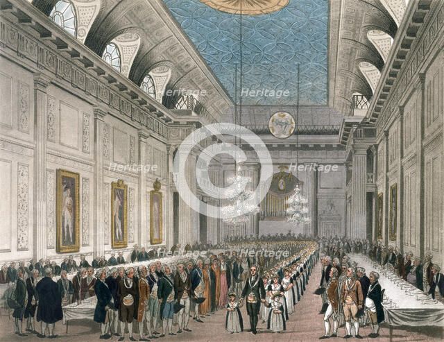 Procession at Freemasons' Hall, Queen Street, London, c1780-1812. Artist: Joseph Constantine Stadler