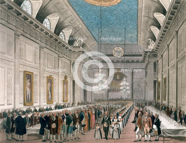 Procession at Freemasons' Hall, Queen Street, London, c1780-1812. Creator: Joseph Constantine Stadler.