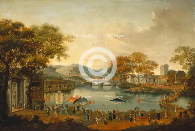 Procession by a Lake, 19th century. Creator: Unknown.