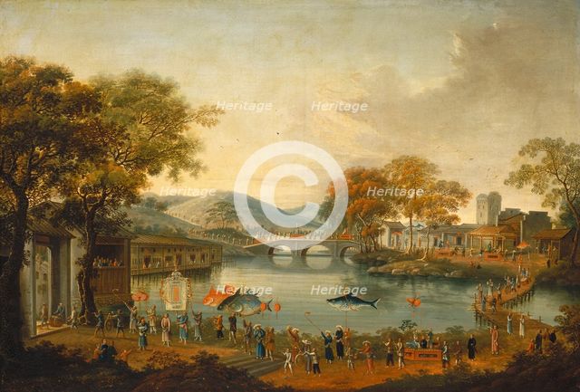 Procession by a Lake, 19th century. Creator: Unknown.
