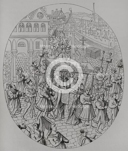 Procession de la Fête-Dieu (Procession of the Holy Host), Paris, France, 15th century (1877).  Creator: Unknown.