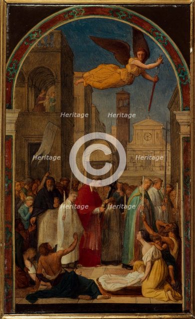 Procession de saint Charles Borromée pendant la peste de Milan. Esquisse pour la peinture..., 1861. Creator: Pierre-Auguste Pichon.