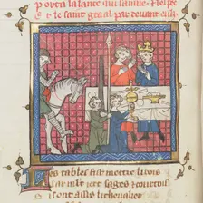Procession du Saint Graal. From Roman de Perceval le Gallois et continuations, ca 1330. Creator: Anonymous