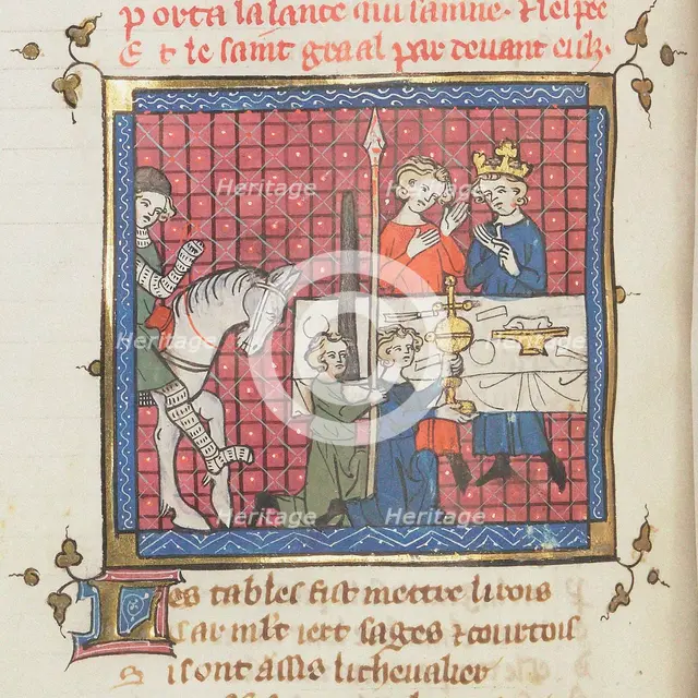 Procession du Saint Graal. From Roman de Perceval le Gallois et continuations, ca 1330. Creator: Anonymous.