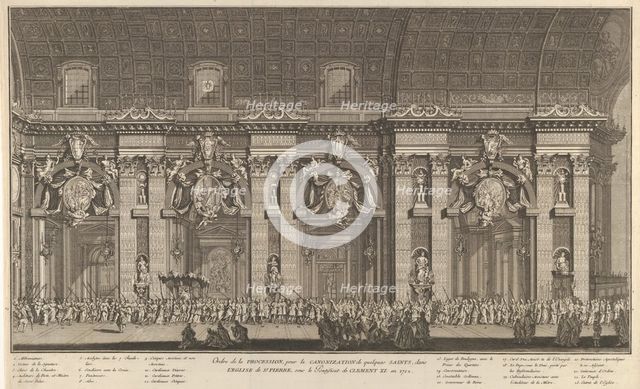 Procession held in Saint Peter's Basilica in honor of the Canonization of several Saints, ..., 1712. Creator: Anon.