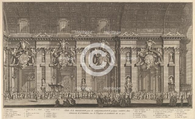 Procession held in Saint Peter's Basilica in honor of the Canonization of several Saints, ..., 1712. Creator: Anon.