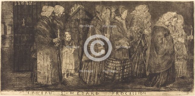 Procession in the Sepulchre of Saint Medard(Procession dans le caveaux de St.-Medard), 1859. Creator: Alphonse Legros.