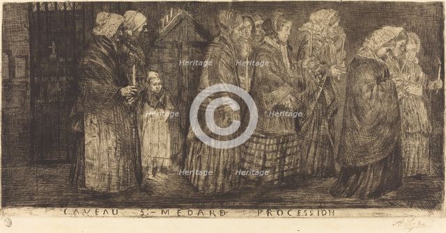 Procession in the Sepulchre of Saint Medard(Procession dans les caveaux de St.Medard), 1859. Creator: Alphonse Legros.