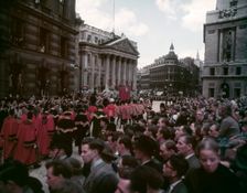 Procession in honour of the Coronation of Elizabeth II, Cornhill, City of London, 2nd June 1953. Creator: Arthur Charles Kirby Ware