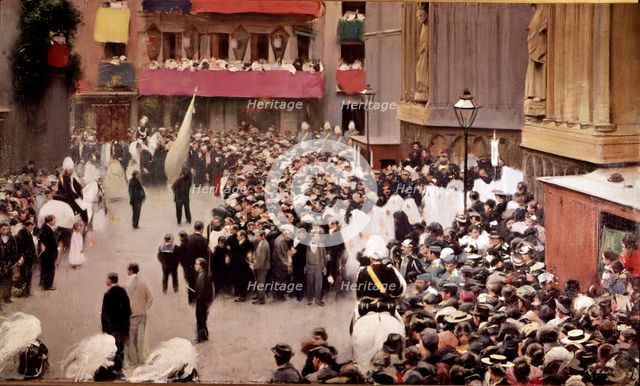  'Procession in Santa Maria del Mar', 1907, oil on canvas by Ramon Casas.