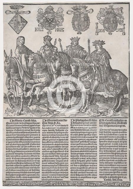 Procession of the Counts and Countess of Holland on Horseback: Mary of Burgundy, Maximilia..., 1518. Creator: Jacob Cornelisz. van Oostsanen.