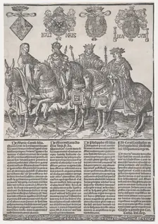Procession of the Counts and Countess of Holland on Horseback: Mary of Burgundy, Maximilia..., 1518. Creator: Jacob Cornelisz. van Oostsanen