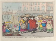 Procession of the Cod Company from St. Giles's to Billingsgate, September 18..., September 18, 1810. Creator: Thomas Rowlandson