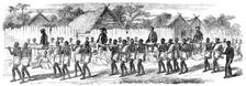 Procession of the British Envoys to Madagascar from the seashore to the Fort of Tamatave..., 1862. Creator: Unknown
