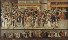 Procession of the Holy League in the Streets of Paris, ca 1590. Creator: Bunel, François, the Younger (1552-1599)