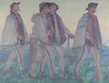 Procession of the Highlanders - central part of the Dawn triptych - decorative panneau..., 1909. Creator: Jan Rembowski