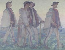 Procession of the Highlanders - central part of the Dawn triptych - decorative panneau..., 1909. Creator: Jan Rembowski