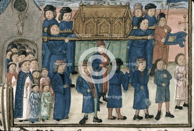 Procession of the relics of Saint Nicholas. From "Livre de la confrérie Saint-Nicolas de..., Late 15 Creator: Anonymous.