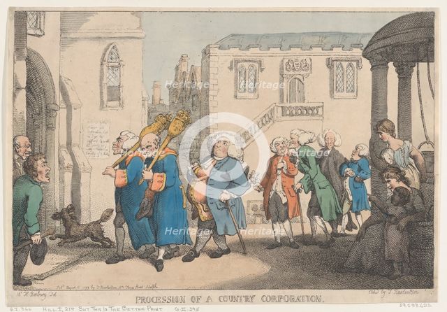 Procession of a Country Corporation, August 12, 1799., August 12, 1799. Creator: Thomas Rowlandson.