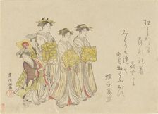 Procession of a Courtesan with Her Four Attendants, 1789. Creator: Kubo Shunman