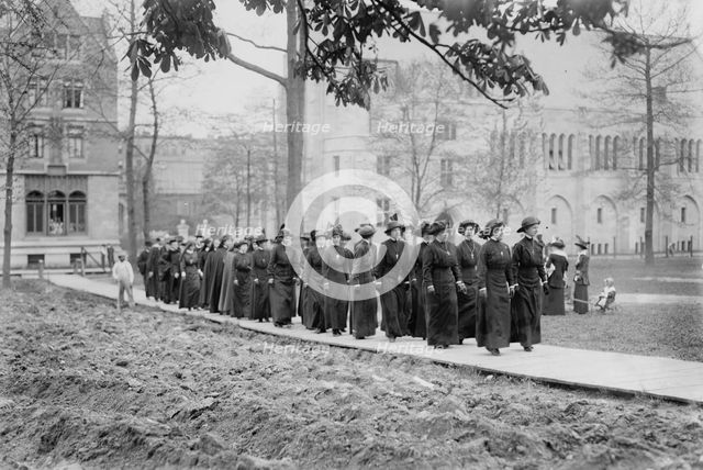 Procession of Deaconesses and Candidates, Cathedral, 1914. Creator: Bain News Service.