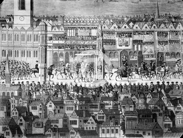 Procession of Edward VI along Cheapside, City of London, c1550. Artist: Unknown