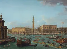 Procession of Gondolas in the Bacino di San Marco, Venice, 1742 or after. Creator: Antonio Joli