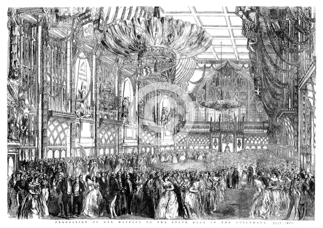 'Procession of Her Majesty to the State Ball in the Guildhall', City of London, July 1851 (1886).Artist: William Griggs