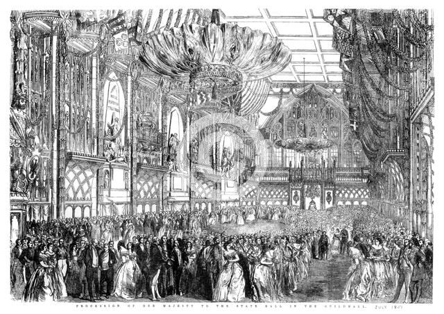 'Procession of Her Majesty to the State Ball in the Guildhall', City of London, July 1851 (1886).Artist: William Griggs