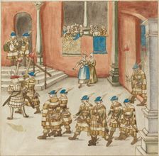 Procession of Knights Viewed by Ladies on a Balcony, c. 1515. Creator: Unknown