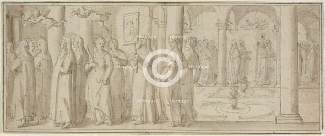 Procession of Nuns and Novices Honoring a Male Saint, n.d. Creator: Unknown.