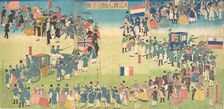 Procession of People from Five Countries: Holland, Russia, France, England and America, 1861., Creator: Sadahide Utagawa