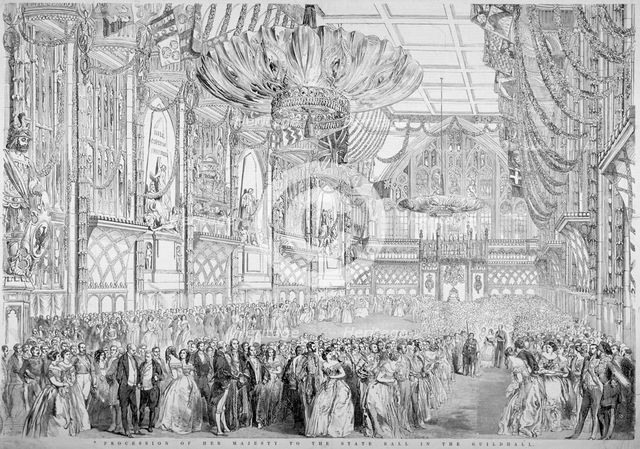 Procession of Queen Victoria to the State Ball in the Guildhall, City of London, 1851. Artist: John Abraham Mason