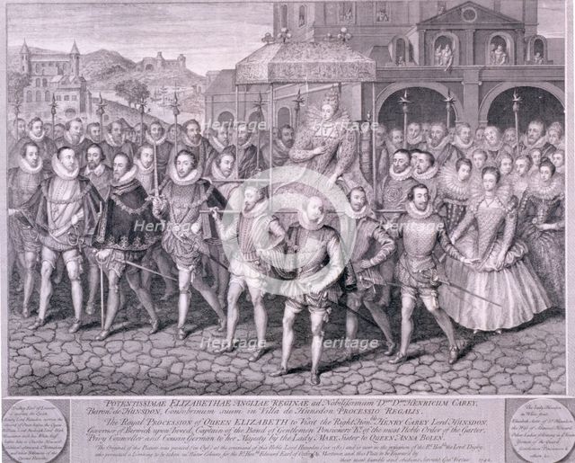 Procession of Queen Elizabeth I to Blackfriars, London, 16 June 1600, (1742).  Artist: George Vertue