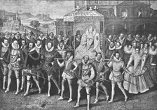 'Procession of Queen Elizabeth to Blackfriars, June 9, 1600 1890. Creator: Unknown