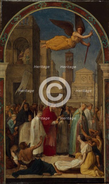 Procession of Saint Charles Borromeo during the plague of Milan, 1861. Creator: Pichon, Pierre-Auguste (1805-1900).