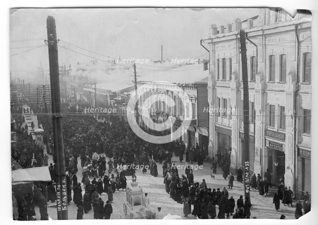 Procession on Bolshaia Street, 1910-1919. Creator: Getke.