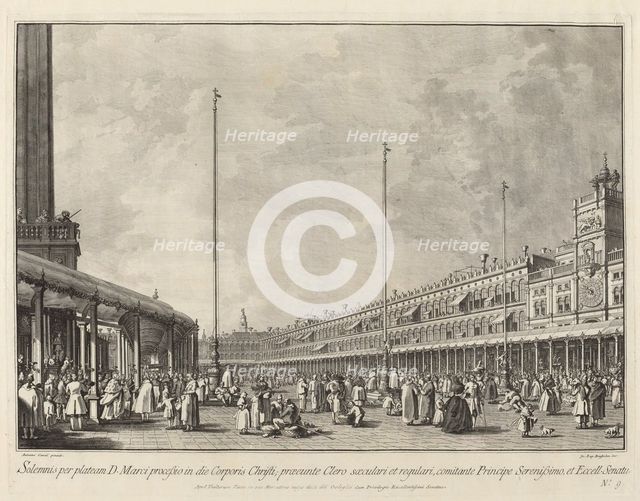 Procession on Corpus Christi Day in the Piazza San Marco, 1763/1766. Creator: Giovanni Battista Brostoloni.