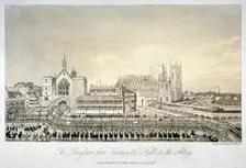 Procession outside Westminster Hall, London, 1821. Artist: W Read