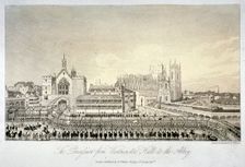 Procession outside Westminster Hall, London, 1821. Artist: W Read