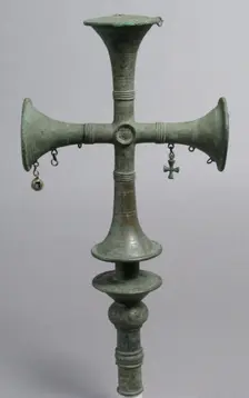 Processional Cross with Hanging Ornaments, Egypt, 500-599. Creator: Unknown