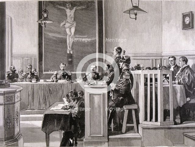 Process of high treason. Council of War'. Alfred Dreyfus (1859-1935), French military, engraving …