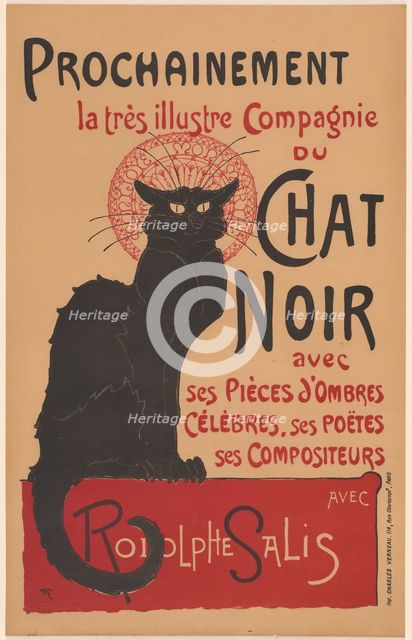 Prochainement la très illustre Compagnie du Chat Noir (Poster for the Company of the...),1896. Creator: Theophile Alexandre Steinlen.