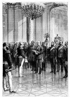 Proclaiming Kaiser Wilhelm I as first German Emperor, Versailles, 1871 (late 19th century). Artist: R Taylor