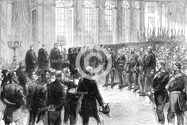 Proclaiming the German Emperor: religious service - Galerie des Glaces, Palace of Versailles, 1871. Creator: C. R..