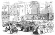 Proclaiming the result of the vote on the annexation question before the Royal Palace, Naples, 1860. Creator: Unknown