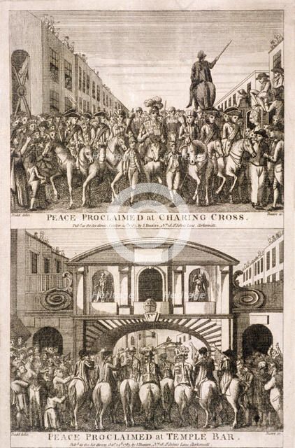 Proclamation of peace of the American War of Indepence, London, 1763. Artist: James Basire I