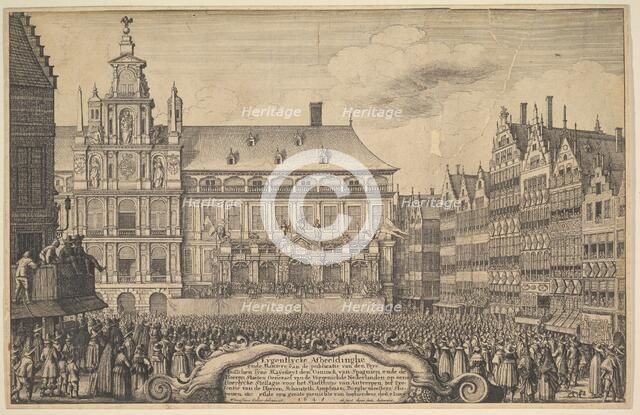 Proclamation of the treaty of Munster, 1648. Creator: Wenceslaus Hollar.
